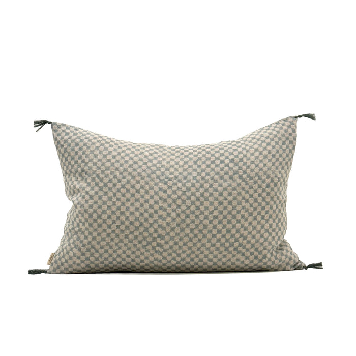 16x24 Block Print Check Linen Pillow, Blue - Magnolia Lane co. Home + Garden + Gift