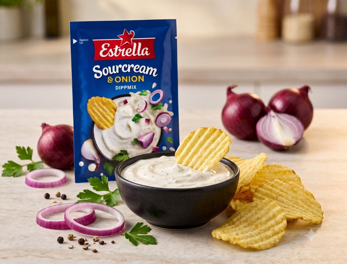 8 × Estrella Dippmix Sourcream & Onion 24g (0.85 oz) – Authentic Swedish Dip Mix