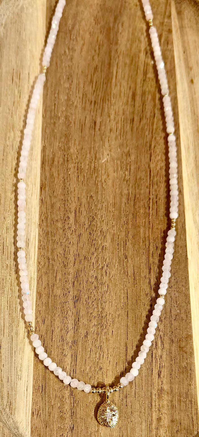 Gold Necklace-Sika Star & Pink Morganite