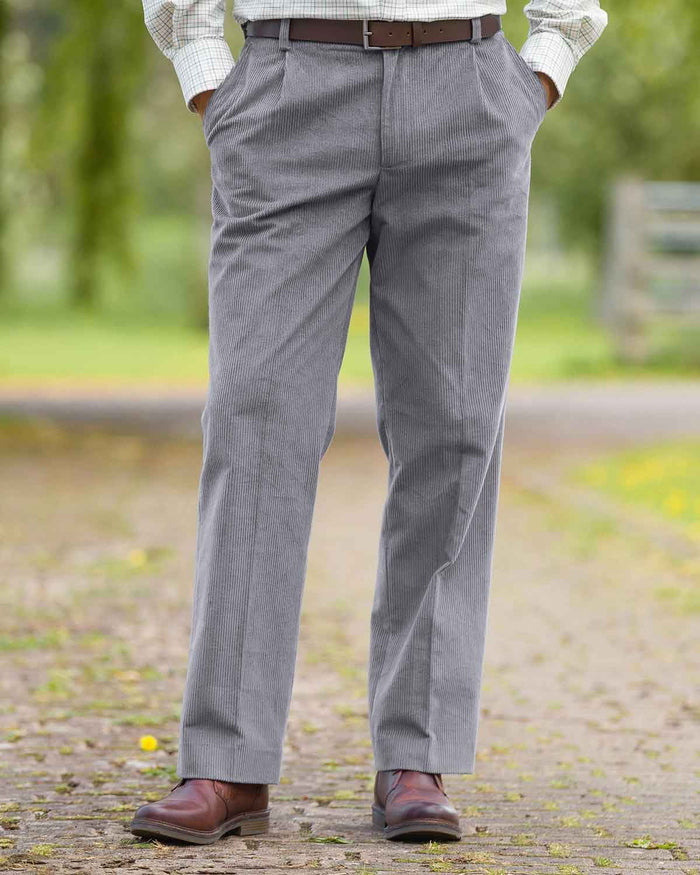 Corduroy Trousers Mens - Grey - Country Collection