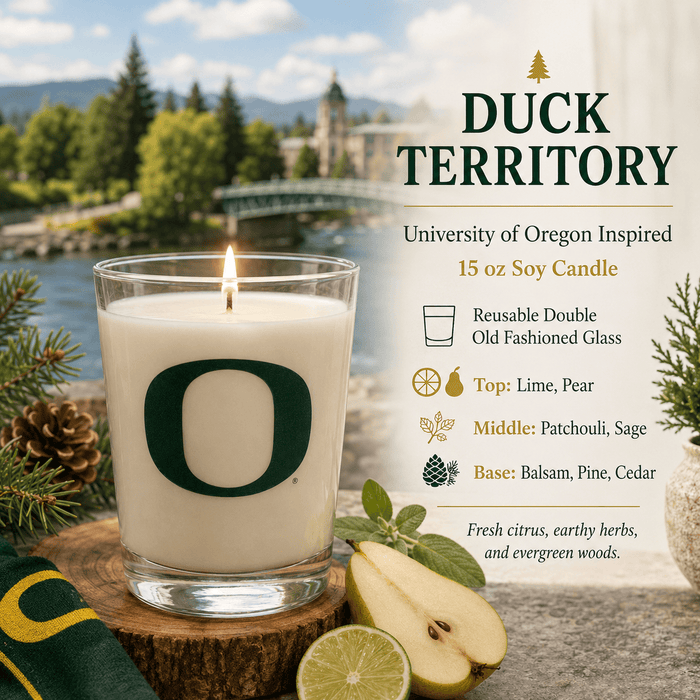 Duck Territory - U of O Inspired 15oz Scented Candle in DOF Glass