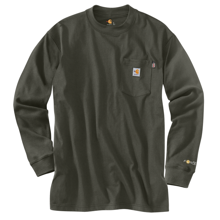 FR FORCE COTTON LONG SLEEVE T-SHIRT - OLV-Olive | Carhartt 100235