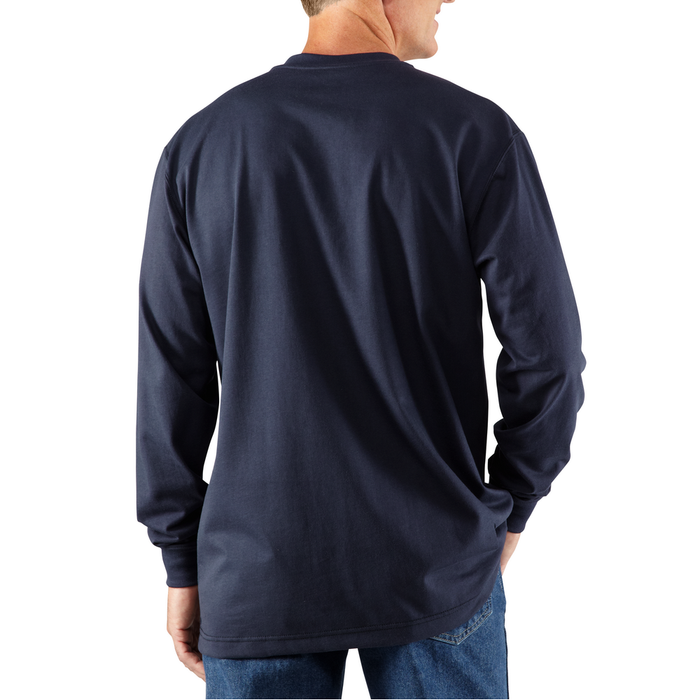 FR FORCE LONG SLEEVE COTTON HENLEY - 410-Dark Navy | Carhartt 100237