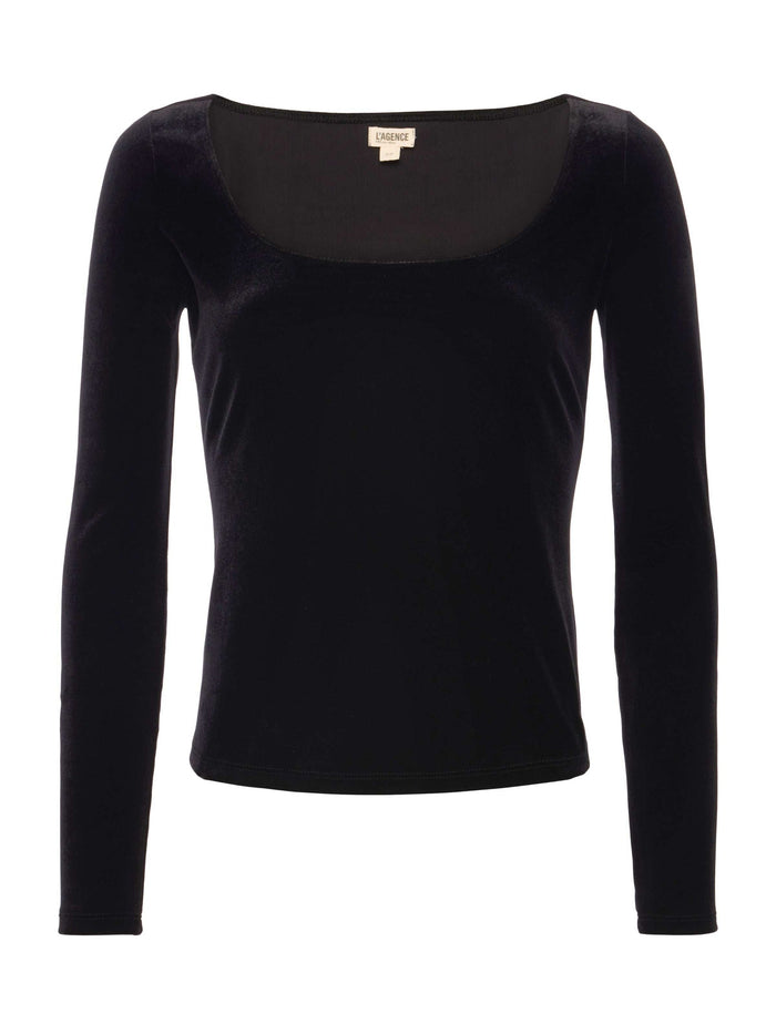 L'Agence Jelena Velvet Top in Noir