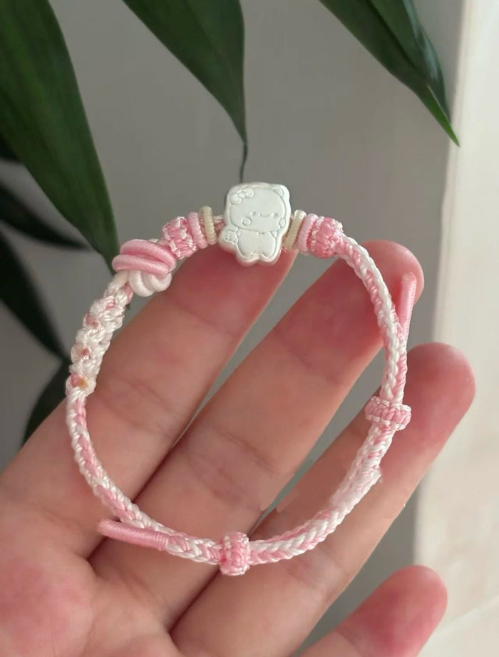 Pure Silver Bubu Dudu Braided Cord Bracelet