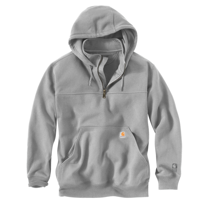 RAIN DEFENDER PAXTON HEAVYWEIGHT HOODED ZIP MOCK SWEATSHIRT - 034-Heather Gray | Carhartt 100617