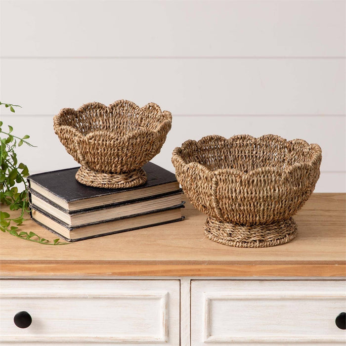 Scalloped Edge Seagrass Bowls - Magnolia Lane co. Home + Garden + Gift