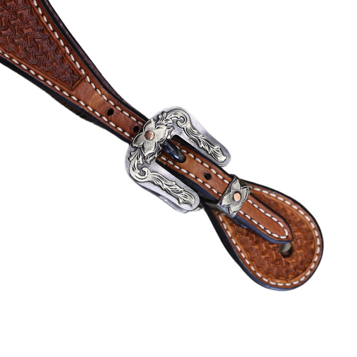 Wildfire Saddlery | Spur Straps Cowboy Mens Golden Spider Stamp with Custom Buckles