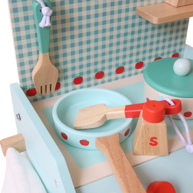 Wooden Kitchen Set - Close Up On Pans