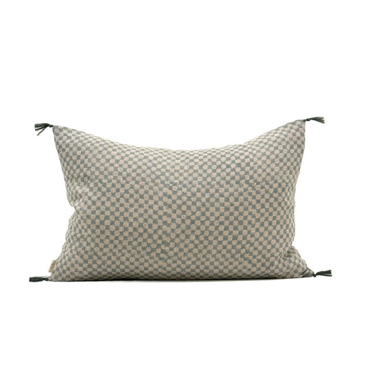 16x24 Block Print Check Linen Pillow, Blue - Magnolia Lane co. Home + Garden + Gift
