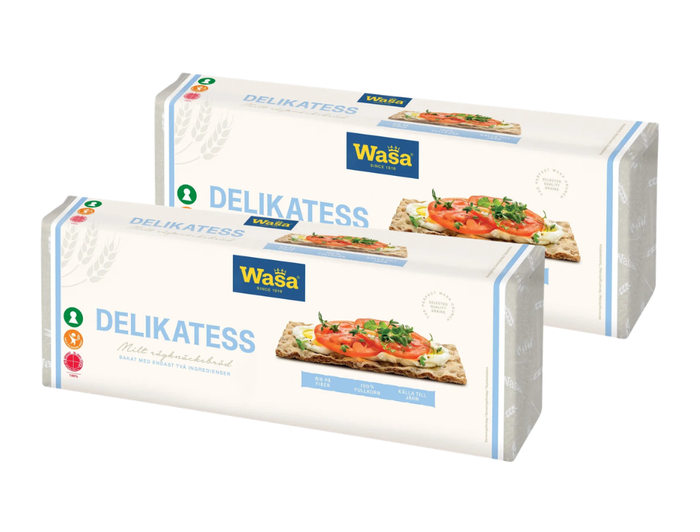 2 Packs of Wasa Delikatess Crispbread 540g (19.04 oz) – Authentic Swedish Light & Crispy Crispbread