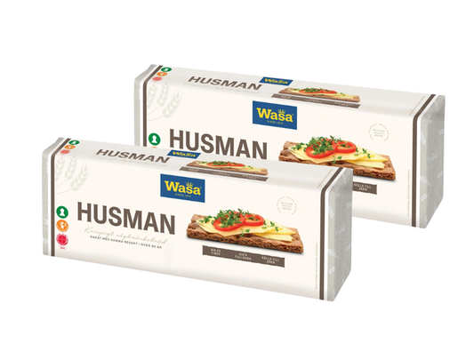 2 Packs of Wasa Husman Crispbread 520g (18.3 oz) – Authentic Swedish Whole Grain Rye Crispbread