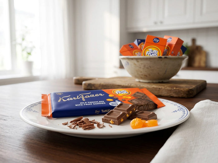 Fazer Chokladkaka Tuttifrutti 145g – Finnish Milk Chocolate with Tutti Frutti Candy Pieces