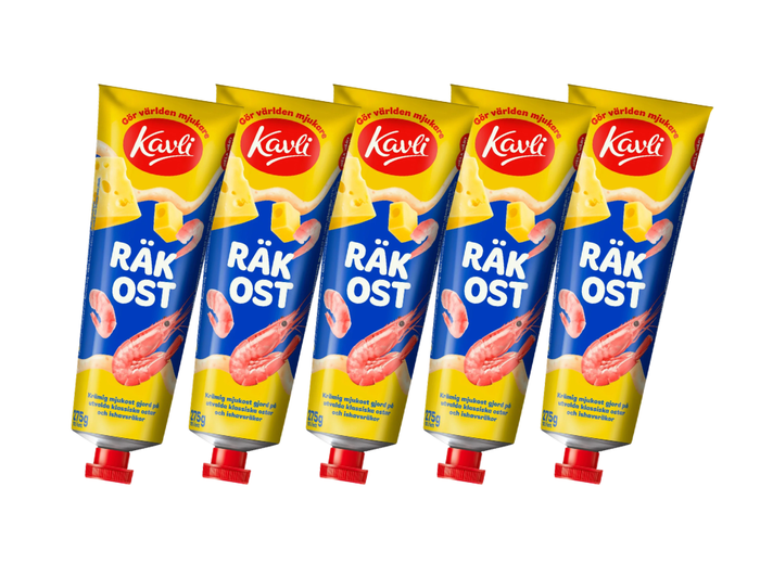 5 Tubes of Kavli Räkost Shrimp Cheese Spread 275g (9.7 oz) – Authentic Swedish Creamy Cheese Spread with Shrimp