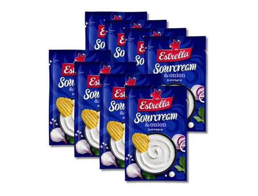 8 × Estrella Dippmix Sourcream & Onion 24g (0.85 oz) – Authentic Swedish Dip Mix