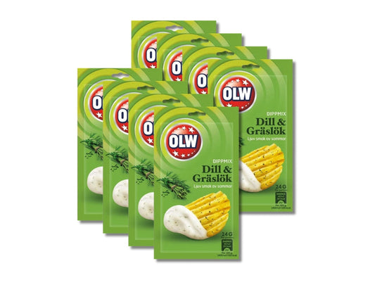 8 × OLW Dippmix Dill & Chives (Dill & Gräslök) 24g (0.85 oz) – Authentic Swedish Herb Dip Mix