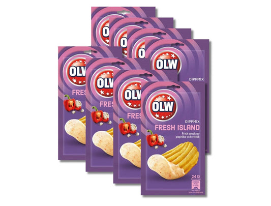 8 × OLW Dippmix Fresh Island 24g (0.85 oz) – Authentic Swedish Herb &amp; Paprika Dip Mix