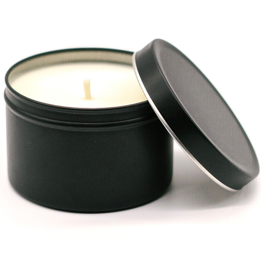 8oz Black Tin Soy Candle for Private Label - Unlabeled