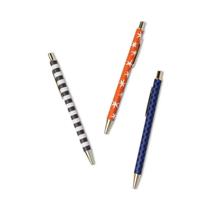 A Dopo Set Of 3 Pens - Stripe, Star, Check
