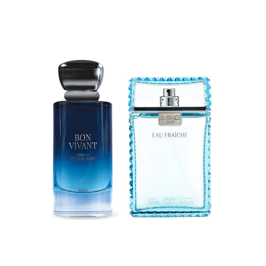 Absolu Pour Homme Eau de Parfum 3.4 oz. by Bon Vivant and Man Eau Fraiche Eau de Toilette 3.4 oz. by Versace