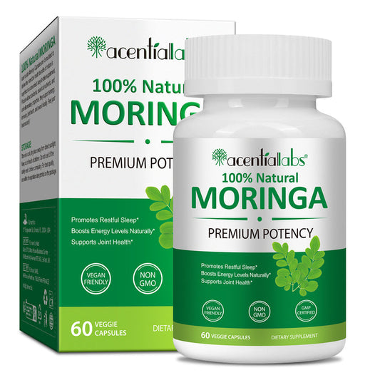 acentiallabs 100% Natural MORINGA PREMIUM POTENCY 60 VEGGIE CAPSULES Bottled Capsules