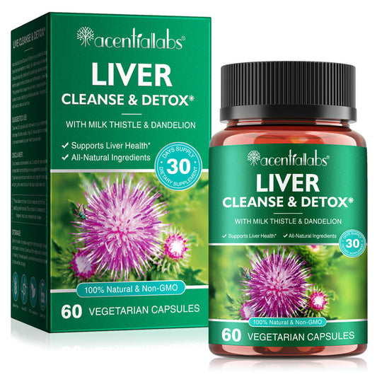 acentiallabs LIVERCLEANSE & DETOX WITH MILK THISTLE & DANDELION 60 VEGETARIAN CAPSULES Bottled Capsules
