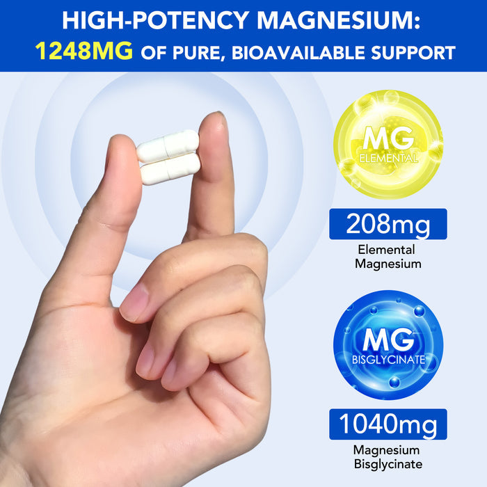 acentiallabs MAGNESIUM GLYCINATE Enhances Muscle & Nerve Function 120 CAPSULES Bottled Capsules