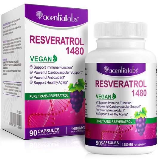 acentiallabs RESVERATROL 1480,PURE TRANS-RESVERATROL,90 CAPSULES Bottled Capsules