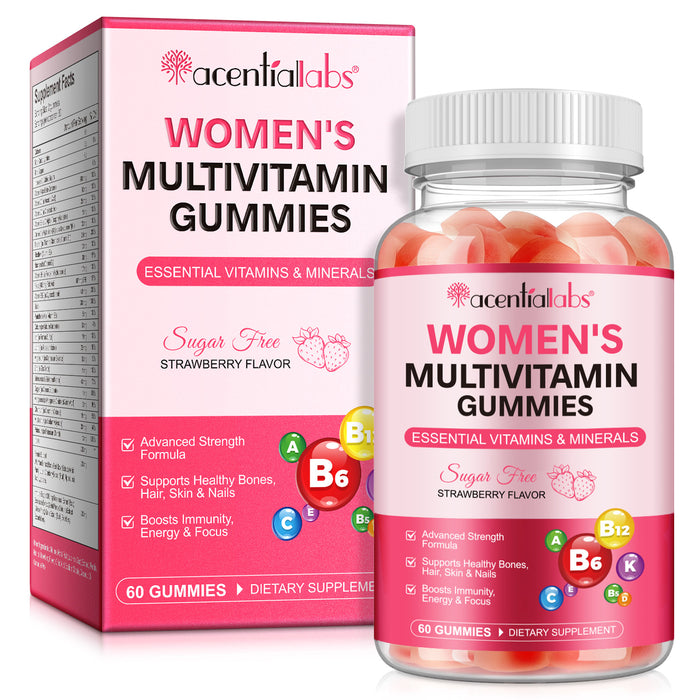 acentiallabs WOMEN'S MULTIVITAMIN GUMMIES ESSENTIAL VITAMINS & MINERALS  STRAWBERRY FLAVOR  60 GUMMIES Bottled Gummies