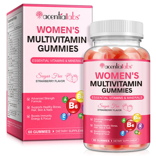 acentiallabs WOMEN'S MULTIVITAMIN GUMMIES ESSENTIAL VITAMINS & MINERALS  STRAWBERRY FLAVOR  60 GUMMIES Bottled Gummies