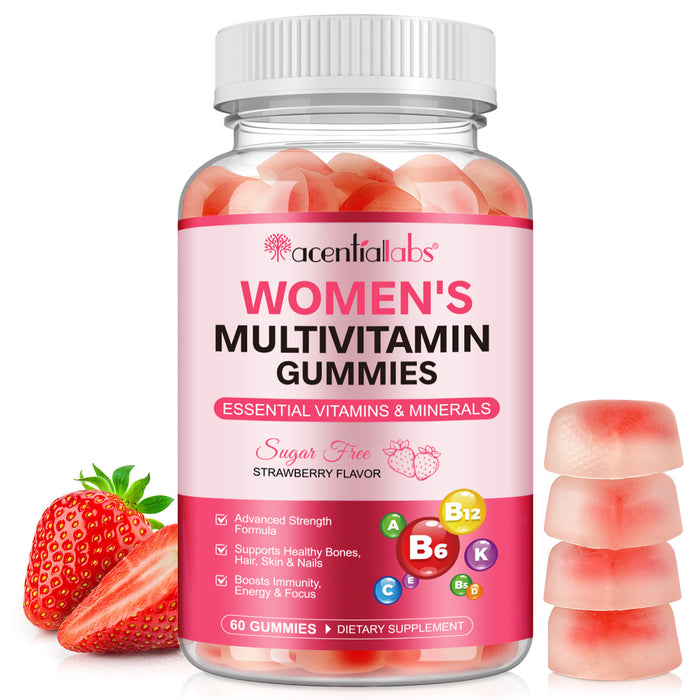 acentiallabs WOMEN'S MULTIVITAMIN GUMMIES ESSENTIAL VITAMINS & MINERALS  STRAWBERRY FLAVOR  60 GUMMIES Bottled Gummies