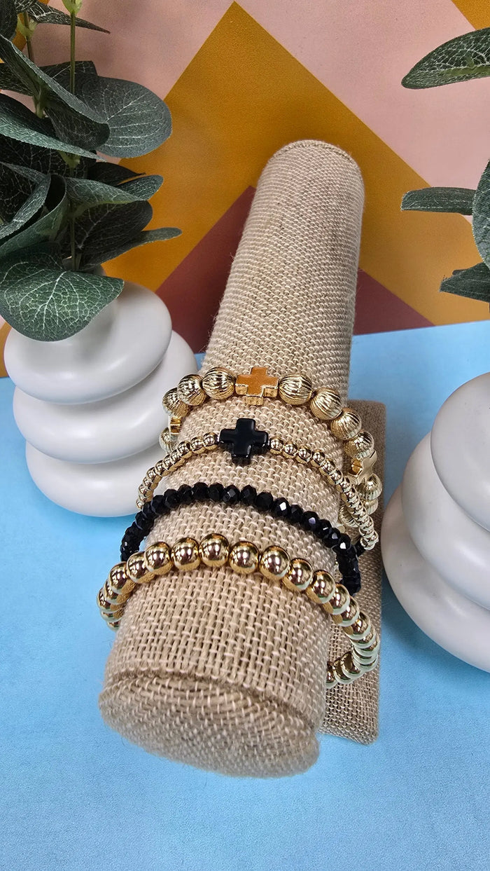 WR Set of Blk & Gold Bracelets What's Hot