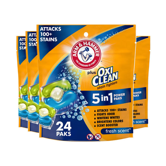 Arm & Hammer OxiClean Power Packs 5-in-1 Laundry Detergent Pacs 24 Ct - 4 Pack
