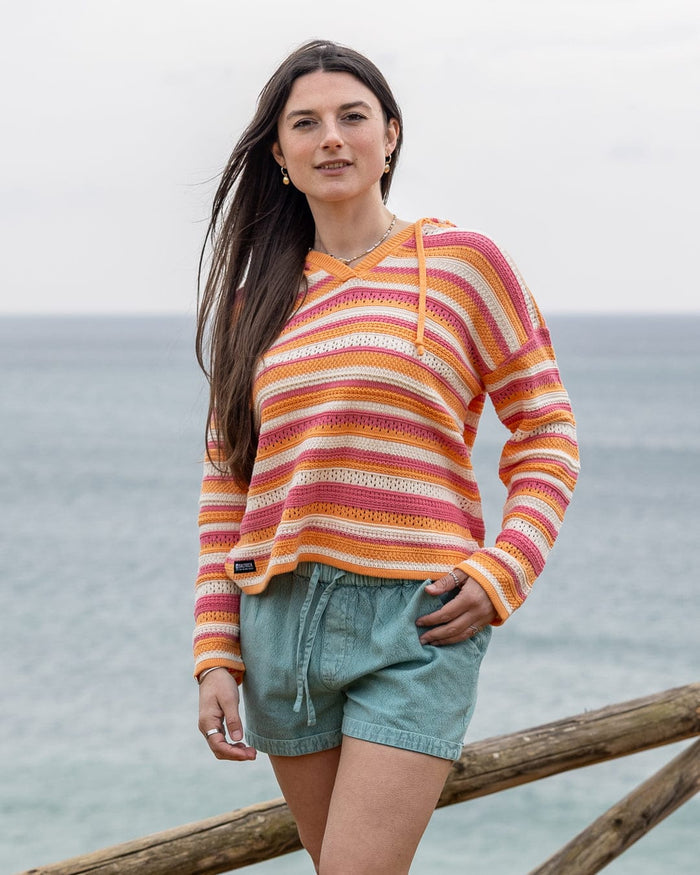 Aurelia Womens Hooded Jumper in Bright Pink