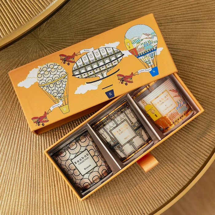 Baobab Collection - Trio Travel Candles BRUSSELS-ROMA-SAINT TROPEZ