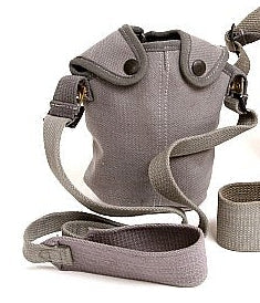 Belgian Air Force P37 Canteen Cover with Shoulder Strap – Blue-Gray Cotton Canvas, Cold War Surplus