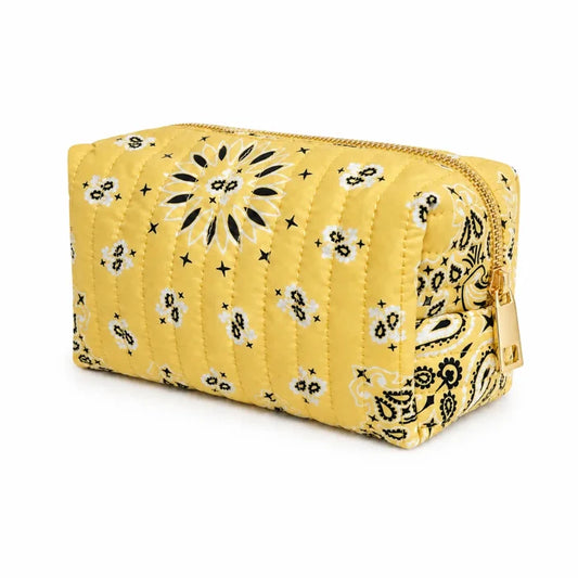 Butter Yellow Bandana Cosmetic Case, Everyday Travel Pouch