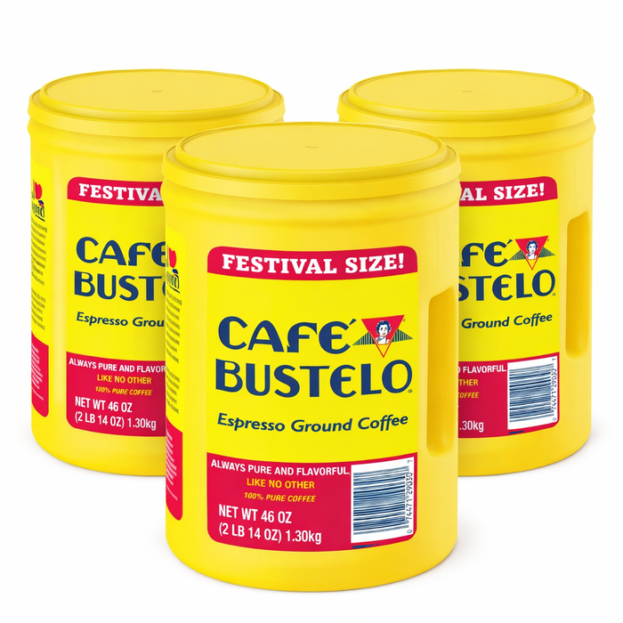 Café Bustelo - Festival Size Dark Roast Ground Coffee, Espresso - 46 Oz - 3 Pack