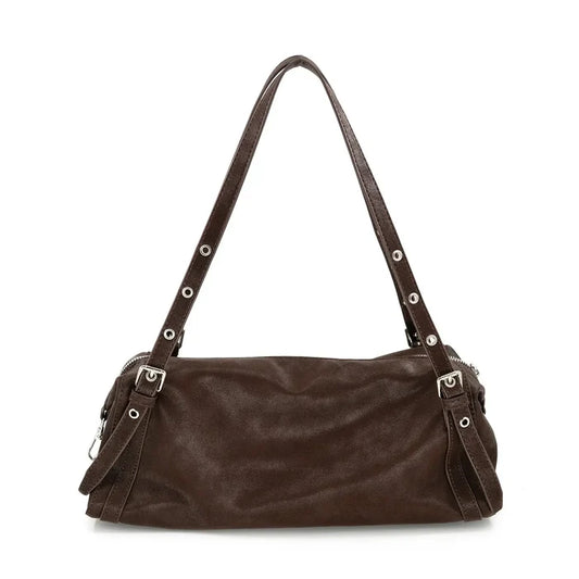 Chocolate Buckle Detail Shoulder Bag