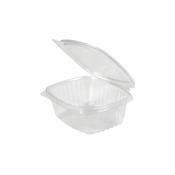 Clear 12 oz Hinged Deli Container with Flat Lid