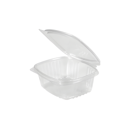 Clear 12 oz Hinged Deli Container with Flat Lid