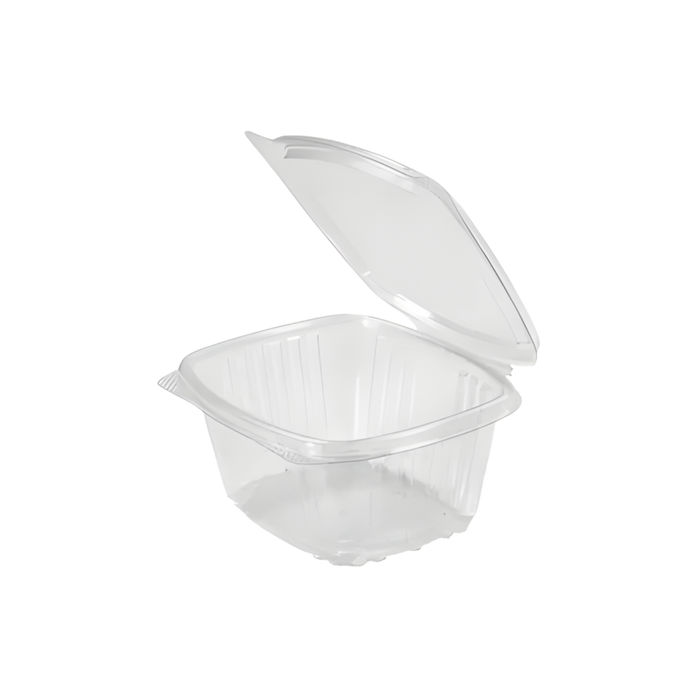 Clear 16 oz Hinged Deli Container with Flat Lid