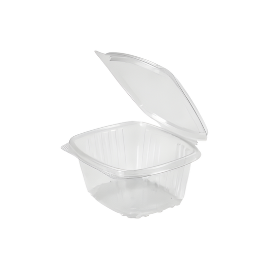 Clear 16 oz Hinged Deli Container with Flat Lid