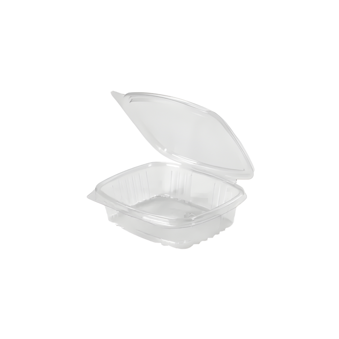 Clear 8 oz Hinged Deli Container with Flat Lid