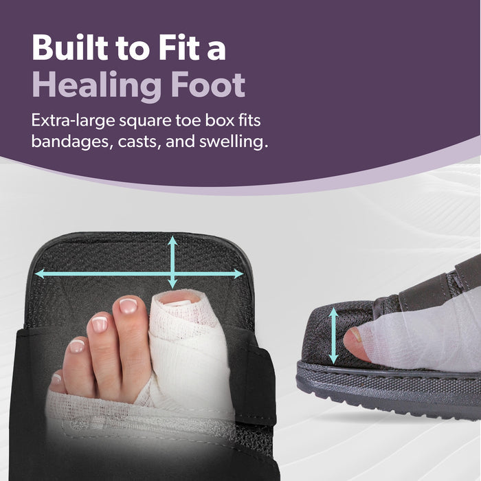 Our broken toe recovery shoe is made to protect a healing foot or toe injury