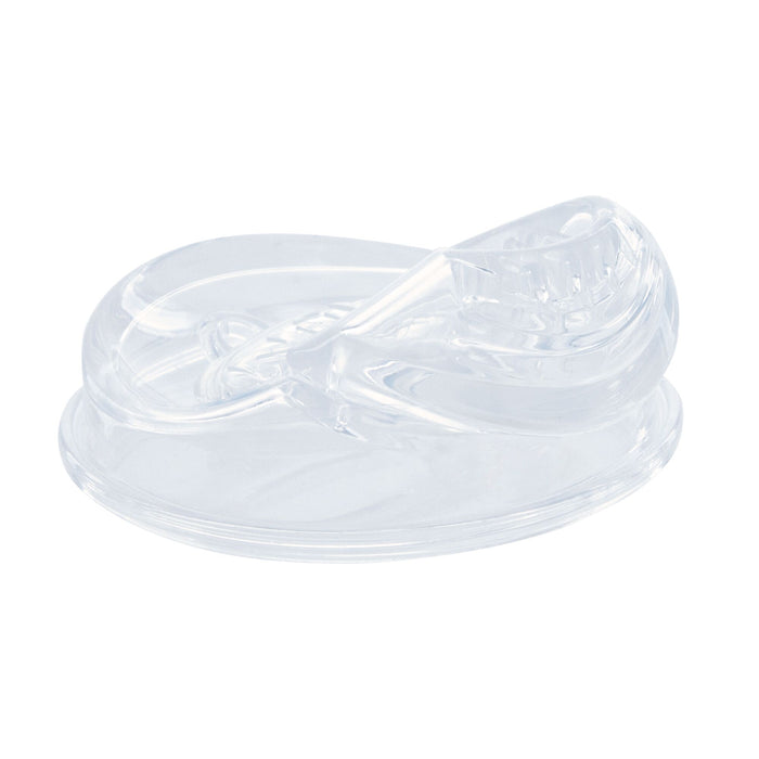Two transparent plastic Cool Sipper Replacement Spouts (2 Pack), designed with a leak-resistant shape, rest on a plain white background.