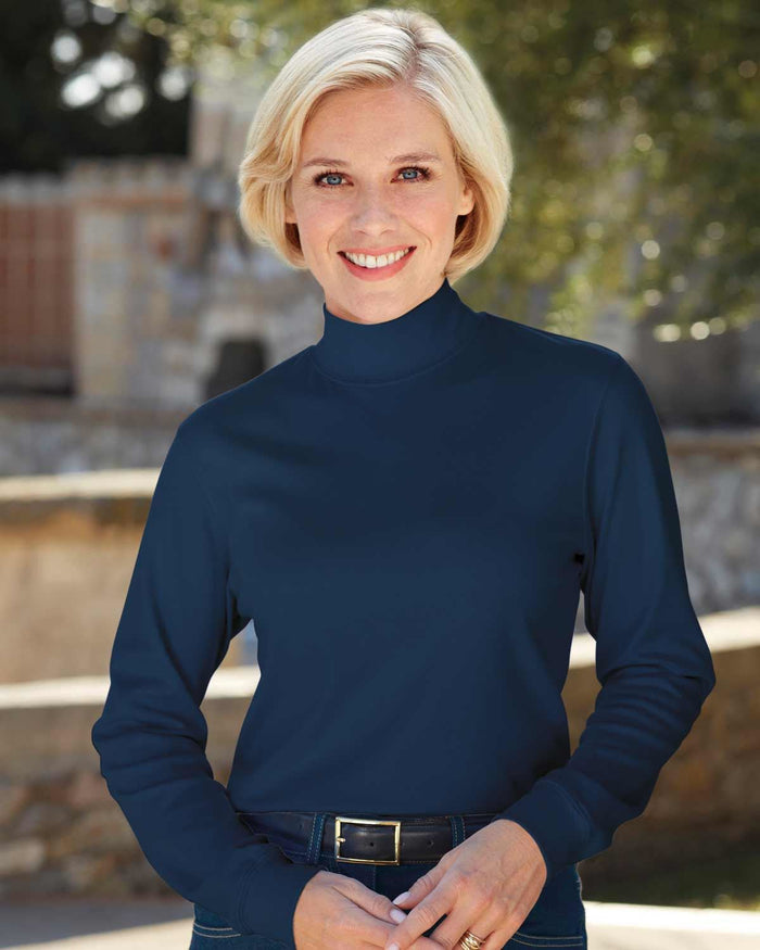 Cotton Turtle Neck Tops - Navy - Country Collection