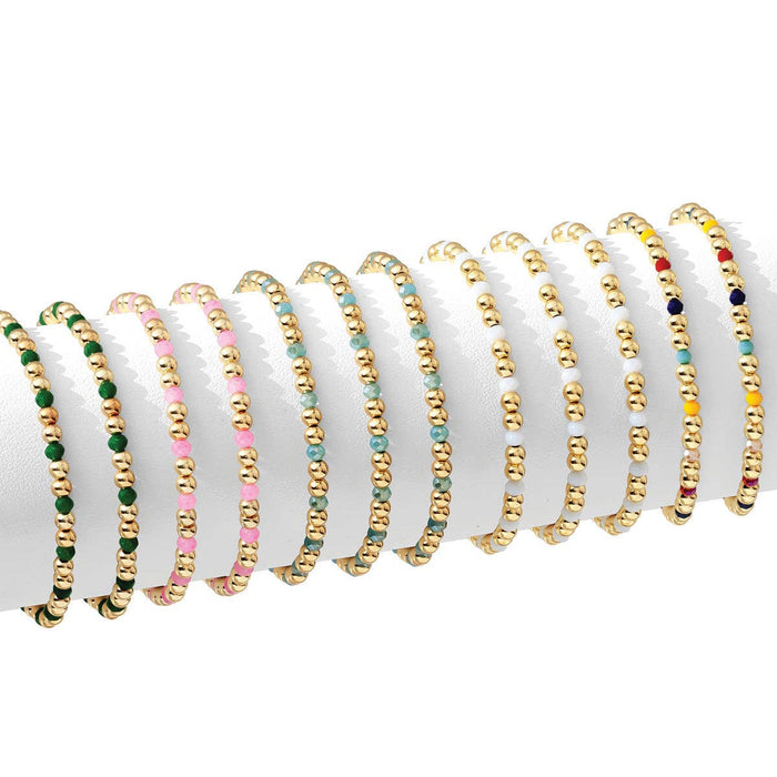 Crystal Beaded Stretch Bracelet 4mm - Assorted