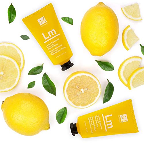 Dr. Botanicals Lemon Superfood All-in-One Rescue Butter 50ml vegan skin care product jar with lemon design on label.