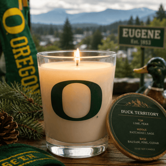 Duck Territory - U of O Inspired 15oz Scented Candle in DOF Glass